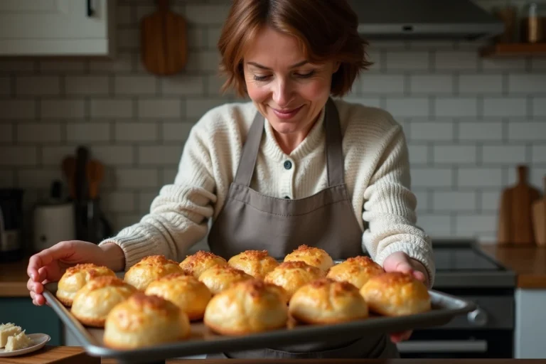 Femme préparant bouchées à la reine dans une cuisine chaleureuse